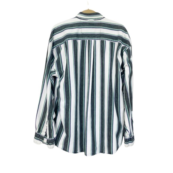 Vintage Haggar Casuals Long Sleeve Striped Flannel Button Front Shirt - Picture 5 of 9